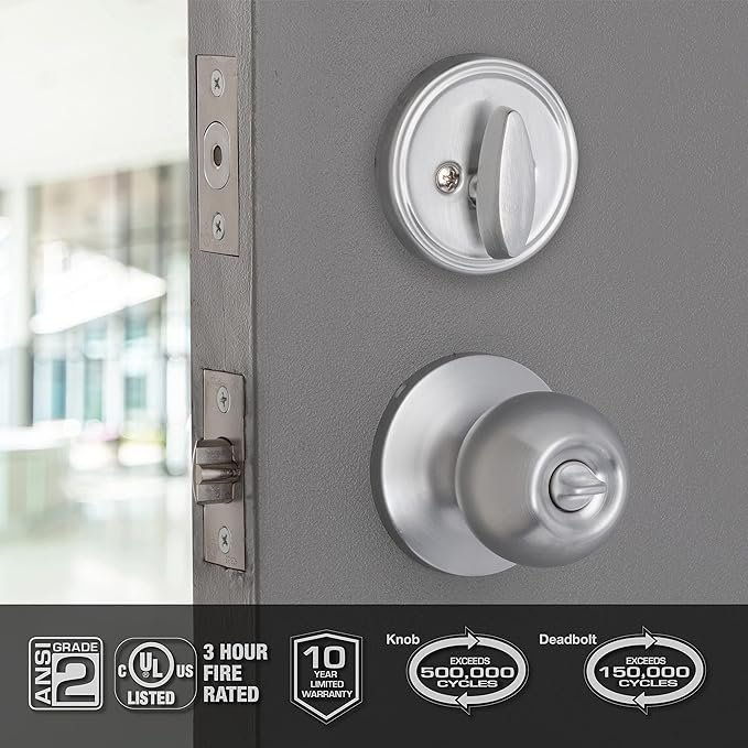 ANSI door lock installed on a door